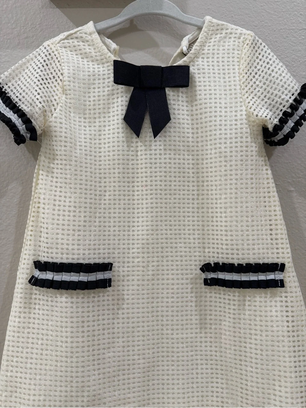 Milton toddler girl Cream Formal Dress with Black Bow Accent size 2T